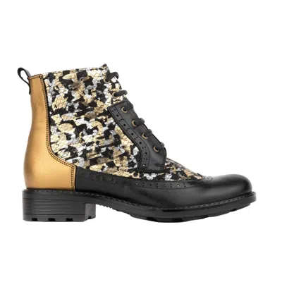 Embassy London Usa Gold / Black Milliner - Black & Gold Shimmer - Womens Ankle Boots In Gold/black