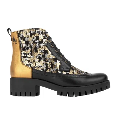 Embassy London Usa Gold / Black Milliner Platform - Black & Gold Shimmer - Womens Ankle Boots In Gold/black