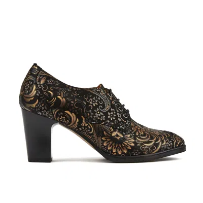Embassy London Usa Gold / Black Roulette - Black & Gold Feathers - Womens Designer Heels In Gold/black