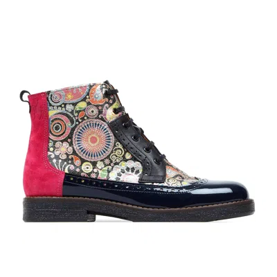 Embassy London Usa Hatter - Navy Pink - Womens Ankle Boot In Blue/pink