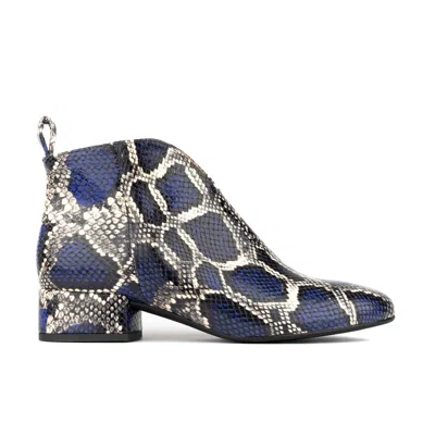 Embassy London Usa Iris - Blue Snake - Women's Leather Ankle Boot With Soft Insoles