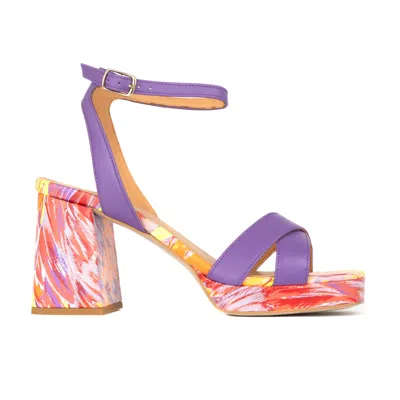 Embassy London Usa Pink / Purple Long Beach - Purple & Bright Flamingo - Womens Designer Heels In Pink/purple