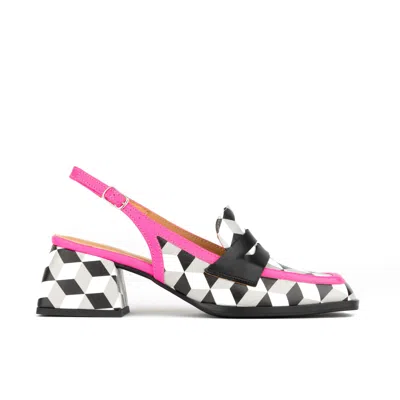 Embassy London Usa Black / White / Pink Diana - Black & White Cubics - Womens Designer Heels In White/pink/purple