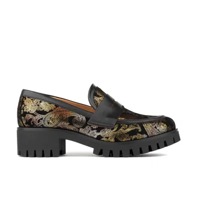 Embassy London Usa Women's Gold / Black Nancy - Black & Gold Floral In Multi