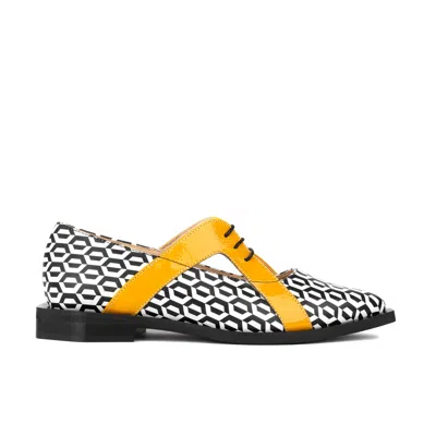 Embassy London Usa Women's Harlowe - Black & White Hexa & Yellow In Multi