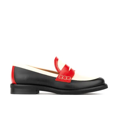 Embassy London Usa Women's Neutrals / Blue / Black Kay - Red & Cream In Multi