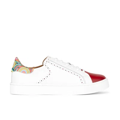 Embassy London Usa Women's White Serena - Red & Signature Print
