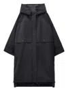 Embassy Of Bricks And Logs Hooded Drawstring Coat In Black