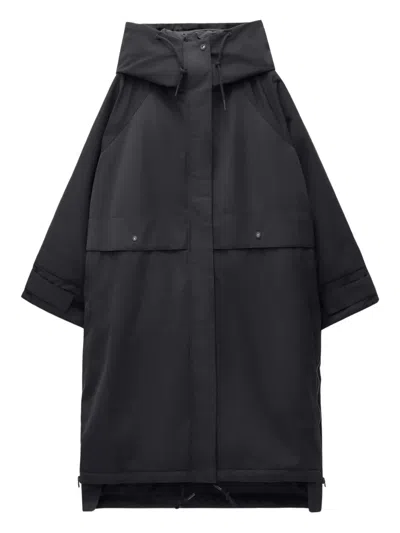 Embassy Of Bricks And Logs Hooded Drawstring Coat In Black