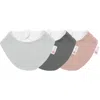 Embe Kids' Embé Baby Cotton Bandana Bib Bundle, 3-pack In Cloud-charcoal-guava