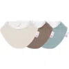 Embe Kids' Embé Baby Cotton Bandana Bib Bundle, 3-pack In Sea-cream-cocoa