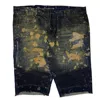 Embellish Men's Distressed Denim Short In Dark Wash In Green