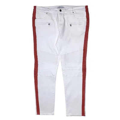 Embellish Men's Striped Jean In Cream/red In Gray