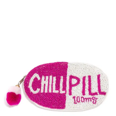 Embellish Your Life Chill Pill Beaded Pouch Bag In Pink