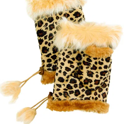 Embellish Your Life Leopard Fingerless Gloves In Yellow