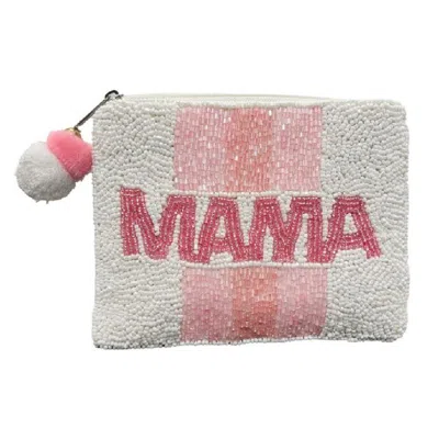 Embellish Your Life Mama Beaded Pouch Bag In Pink