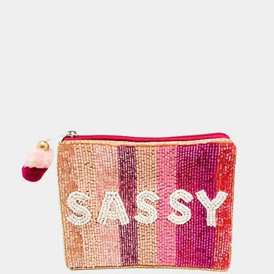Embellish Your Life Sassy Beaded Pouch Bag In Pink