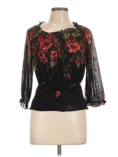 Pre-owned Ember 3/4 Sleeve Blouse In Black