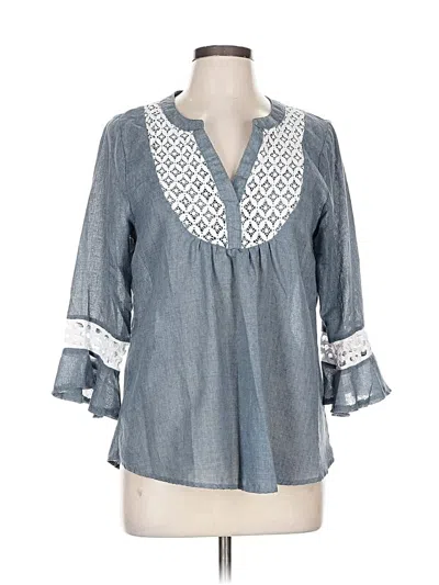 Pre-owned Ember 3/4 Sleeve Blouse In Blue