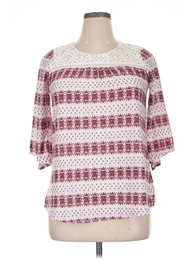 Pre-owned Ember 3/4 Sleeve Blouse In Burgundy