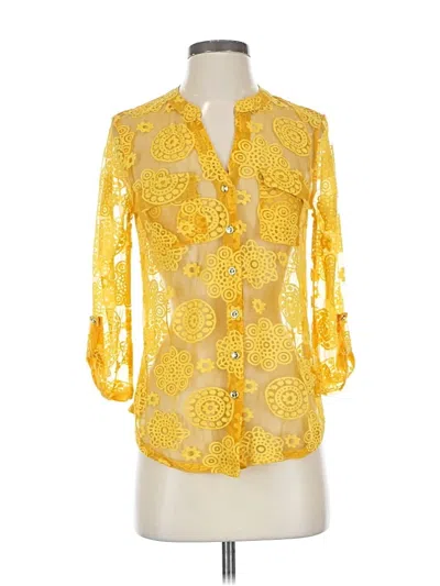 Pre-owned Ember 3/4 Sleeve Blouse In Yellow