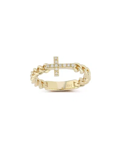 Ember Fine Jewelry 14k Diamond Curb Chain Sideways Cross Ring