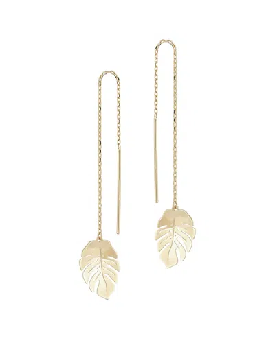 Ember Fine Jewelry 14k Banana Leaf Threader Earrings In Gold