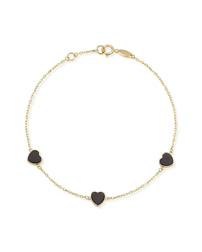 Ember Fine Jewelry 14k Black Onyx Heart Bracelet In Gold