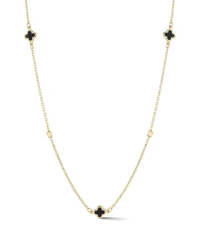 Ember Fine Jewelry 14k Clover Station Necklace In Black