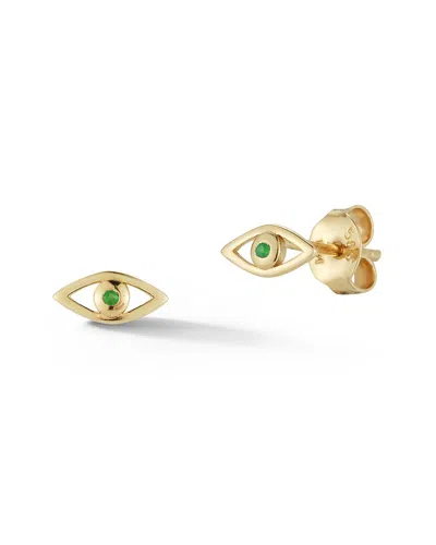 Ember Fine Jewelry 14k Diamond & Emerald Evil Eye Studs