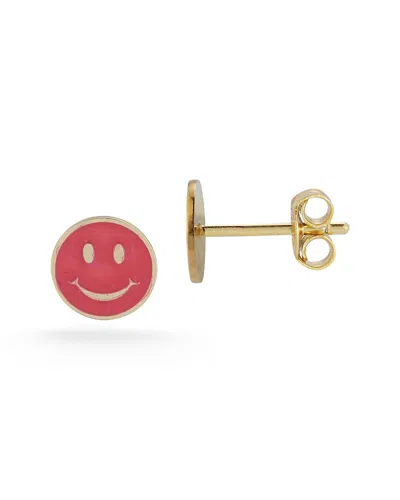 Ember Fine Jewelry Italian 14k Yellow Gold Enamel Smiley Stud Earrings