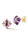 Ember Fine Jewelry 14k Gold Amethyst Stud Earrings In Purple