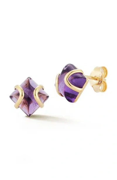 Ember Fine Jewelry 14k Gold Amethyst Stud Earrings In Purple