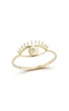 Ember Fine Jewelry 14k 0.01 Ct. Tw. Diamond Evil Eye Ring In Multi