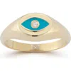 Ember Fine Jewelry 14k Gold & Enamel Diamond Evil Eye Signet Ring In Gold