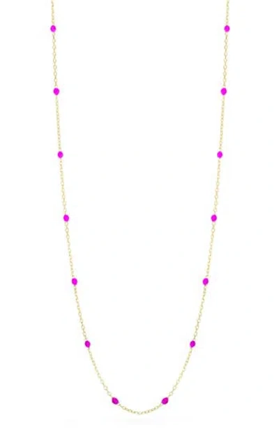 Ember Fine Jewelry 14k Gold Beaded Enamel Station Necklace In Gray