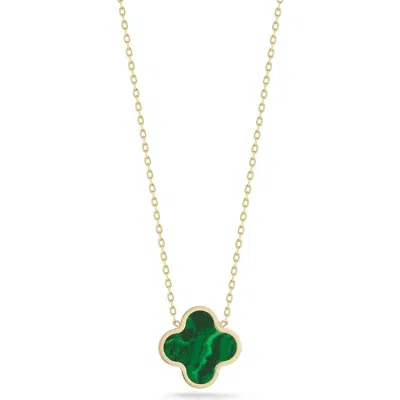 Ember Fine Jewelry 14k Gold Clover Inlay Pendant Necklace In Multi