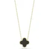 Ember Fine Jewelry 14k Gold Clover Inlay Pendant Necklace In Gold