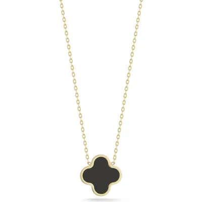 Ember Fine Jewelry 14k Gold Clover Inlay Pendant Necklace In Multi