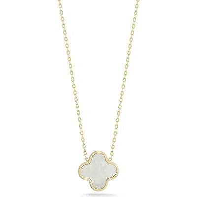 Ember Fine Jewelry 14k Gold Clover Inlay Pendant Necklace In Multi