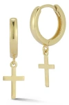 Ember Fine Jewelry 14k Gold Cross Huggie Hoop Earrings In Gold