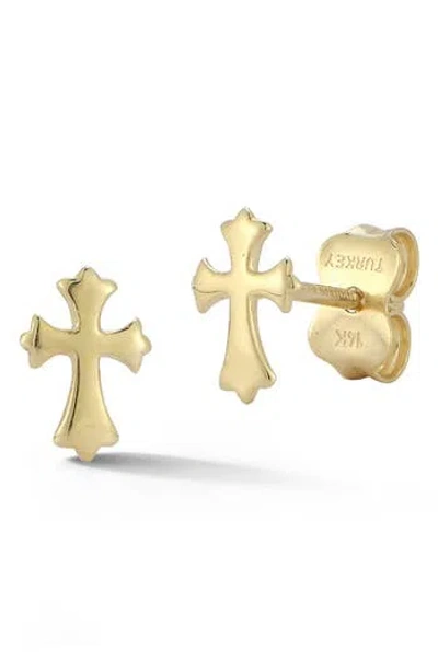 Ember Fine Jewelry 14k Gold Cross Stud Earrings In Gray
