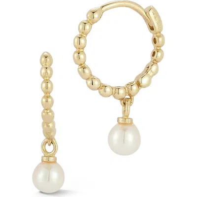 Ember Fine Jewelry 14k Gold Cultured Pearl Beaded Hoop Earrings