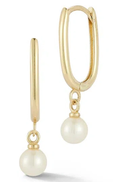 Ember Fine Jewelry 14k Gold Cultured Pearl Huggie Hoop Earrings