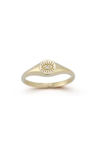 Ember Fine Jewelry 14k Gold Diamond Evil Eye Signet Ring In Burgundy