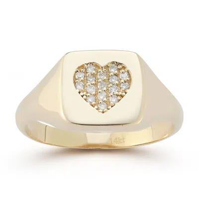 Ember Fine Jewelry 14k Gold Diamond Heart Square Signet Ring In Multi