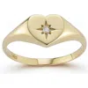 Ember Fine Jewelry 14k Gold Diamond Heart Star Signet Ring In Gold