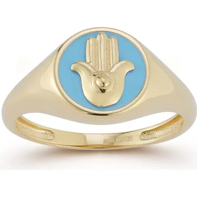 Ember Fine Jewelry 14k Gold Enamel Hamsa Signet Ring
