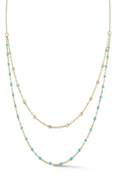Ember Fine Jewelry 14k Gold Enamel Station Double Layer Necklace