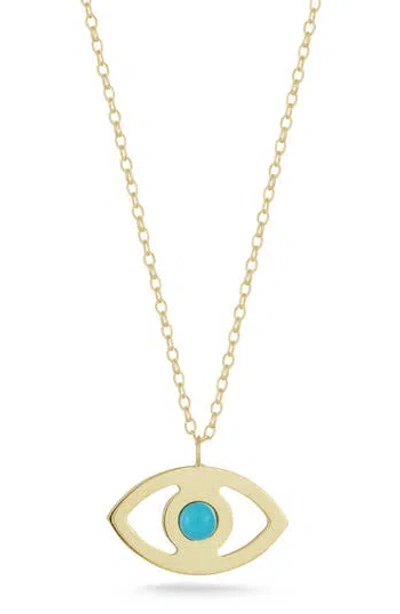 Ember Fine Jewelry Italian 14k Yellow Gold Turquoise Evil Eye Pendant Necklace